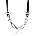 Connoisseur Choice: Stainless Steel Multi-Oval Link Dual Rubber Cord Necklace for Men