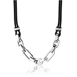 Connoisseur Choice: Stainless Steel Multi-Oval Link Dual Rubber Cord Necklace for Men