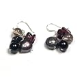 Oi! - E2069 - Boucles d'oreille Femme - Grenat - Perle d'eau douce - Onyx