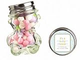 Baby Keepsake: Blue Stars Design Baby Shower Personalized Teddy Bear Glass Candy Jar (Set of 24)