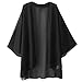 Escalier Women's Solid Light Loose Chiffon Sheer Kimono Cardigan Blouses