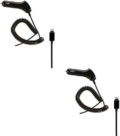Two (2) New Black 2 Amp Rapid Dual Port 8 Pin Car Chargers for Apple iPhone 5 5S 5C 6 6 Plus - Ms Cell Shop!