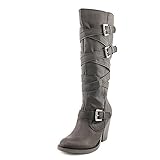 Madden Girl Women's Kiickbak Riding Boot, Black Polyurethane, 5 M US