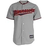 MLB Youth Minnesota Twins Justin Morneau Grey Short Sleeve 6 Button Synthetic Replica Baseball Jersey Spring 2011  (Grey, Small)