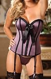 Shirley of Hollywood Women's Pleated Ribbon and Satin Corset, Violet, 34