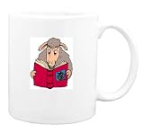 Mug with reading, sheep, gray, story, book