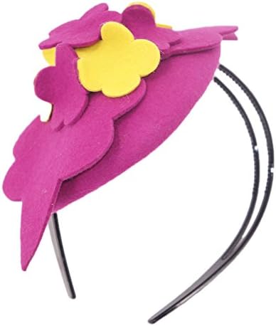 June's Young Girl Wool Fascinators Hats Hair Accessories Head Pieces(rose Red)