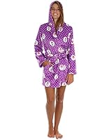 PajamaMania Women's Fun Printed 36" Fleece Hooded Short Robes
