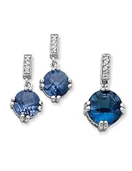 Sterling Silver Blue & Clear CZ Pendant & Earring Set