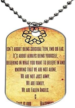 Black Veil Brides BVB Custom Aluminum OVAL Dog Tag ID Pendant Chain Necklace