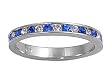 Sterling Silver Eternity Ring - Blue Sapphire and Clear CZ - 3 mm, Sizes 4-11