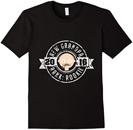 Men's New Grandpa Rank Rookie 2016 Father's Day Cute Gift T-Shirt Large Black