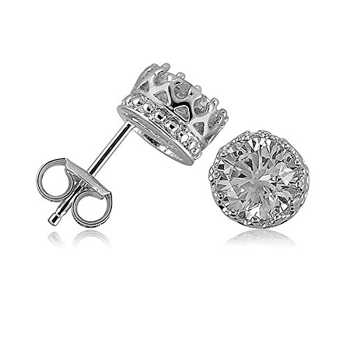 BERRICLE Sterling Silver AAA 1.7 Carat Round Cubic Zirconia CZ Solitaire Women Fashion Stud Earrings