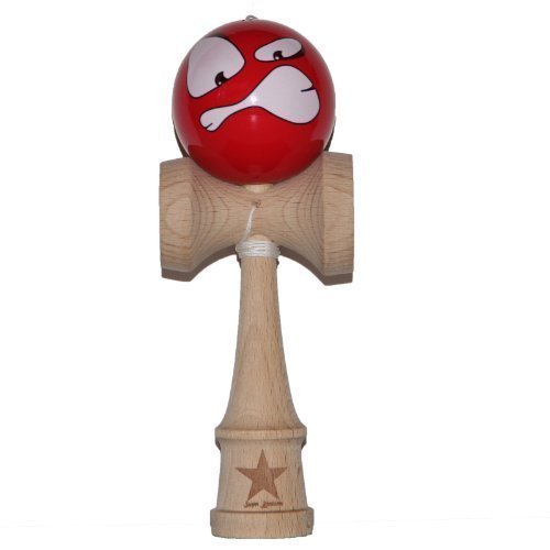 Super Kendama With Red Sour Face Ball And Extra String