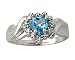Blue Topaz and Diamond Heart Ring in 10K White Gold