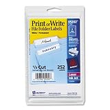 AVERY-DENNISON / Self-adhesive file folder typewriter labels, 3-7/16 x 15/16, white. 252/pack / AVE05202 / Sold as 1 Pack / Mfr Part # 05202 \*/ Self-adhesive file folder typewriter labels, 3-7/16 x 1