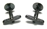 100 X Black Tone Knurl Cufflink Backs Setting 12mm Pad DIY Findings
