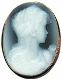 Cameo Pin Pendant Italian Handcrafted 18k Gold Agate Stone