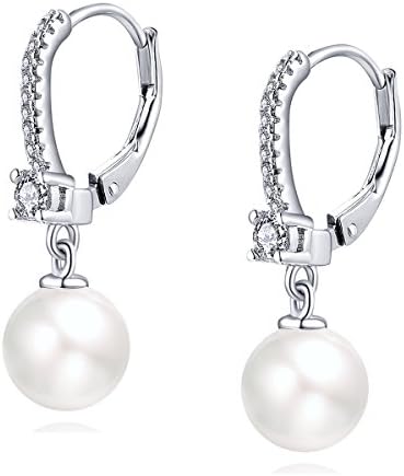 YH JEWELRY 925 Sterling Silver Freshwater Cultured Pearl Stud Earrings with CZ Ear Jacket for Women