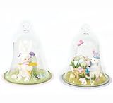 IMAGE OF Pack of 4 Bunny & Easter Egg Glass Dome Springtime Table Top Decorations 6