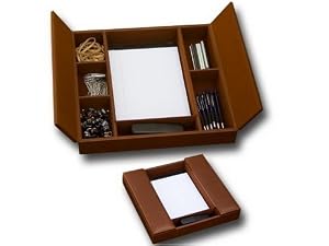 Rustic Brown Leather Conference Room Organizer