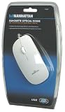 MANHATTAN Optische Slim Maus weiss USB drei Tasten und Scrollrad 1000 dpi ultraschlanke Form sehr flach geringes Gewicht komfortabel