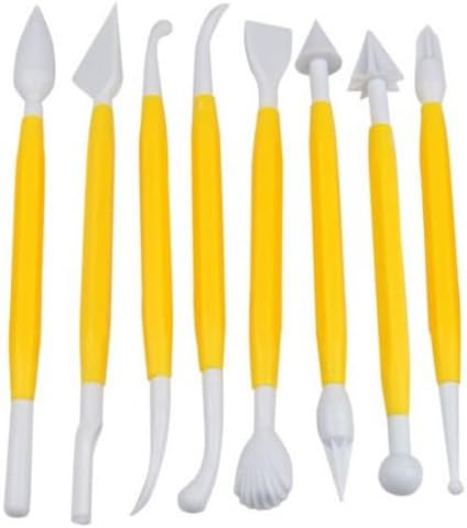 Decorating Tools Kit DIY Cake Fondant &amp; Gum Pastry Tools Set Decorating Modeling Baking Mould Cookie Supplies Kitchen Tools 16 Designs 1 Set of 8 Pcs (2)