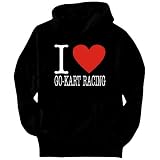 I LOVE Go-Kart Racing CLASSIC Sports Mens Hoodie (Black, Sizes X-Small - XXX-Large)