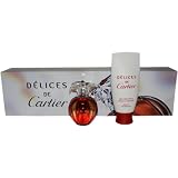 Delices de Cartier by Cartier for Women Gift Set 1.6 Ounce EDT Spray, 3.3 Ounce Smooth Shower Gel