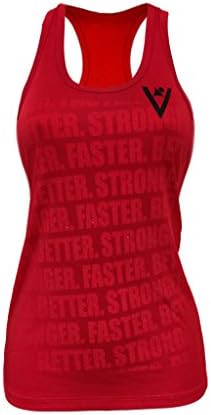 ViewSPORT Women's Sweat Activated "FASTER, BETTER, STRONGER" Racer Back Performance Tank Large Red