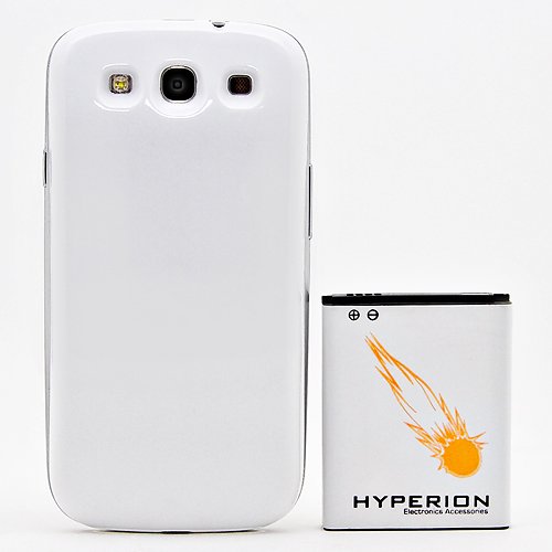 Hyperion Samsung Galaxy SIII 4200mAh Extended Battery + White Back Cover (Compatible with Samsung Galaxy S III GT-i9300, AT&T Samsung Galaxy S3 Samsung i747, Verizon Samsung Galaxy S3 Samsung i535, T-mobile Samsung Galaxy S3 Samsung T999, U.S. Cellular Samsung Galaxy S3 R530, and Sprint Samsung Galaxy S3 Samsung L710)** NOW WITH NFC ** [Bulk Packaging]