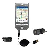 Retractable USB Hot Sync Compact Kit with Car & Wall Charger for the Pharos GPS 525 - Gomadic Brand w/ TipExchange Technology