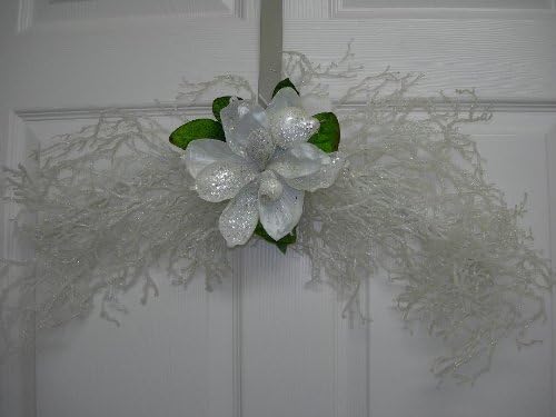 Glittery White Floral Christmas Swag