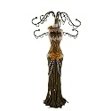 Brown Doll Jewelry Stand Tassel Beaded 11 Inches