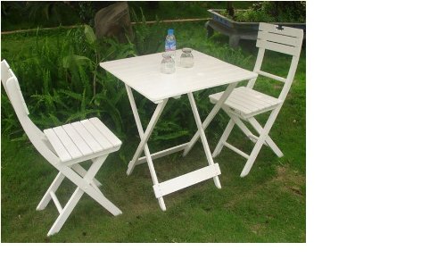 3 PIECE WOODEN GARDEN PATIO FURNITURE BISTRO SET TABLE & 2 CHAIRS - WHITE top Garden Furniture product 3 PIECE WOODEN GARDEN PATIO FURNITURE BISTRO SET TABLE & 2 CHAIRS - WHITE picture