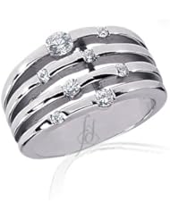 0.40 Ct Round 4 Rows Diamond Fashion Right Hand Ring 14K WHITE GOLD SI2 COLOR-H