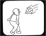 Mouse Pad with man, football, soccer, black and white, sports, excited, athlete, play, Finland, Europe, waiting, ball, shouting