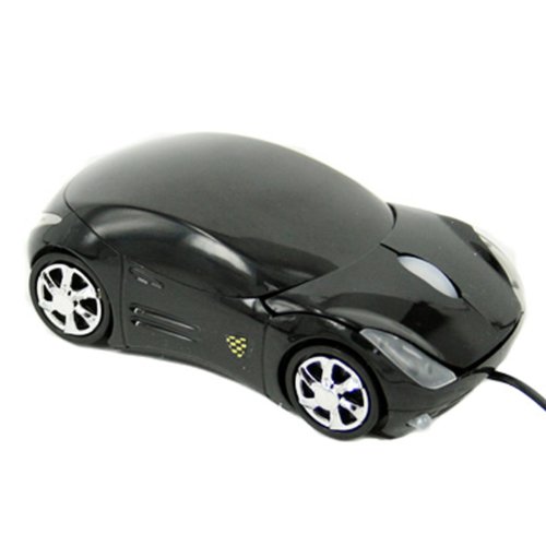 HDE Blue 800DPI LED USB Wired 3D Optical Coupe GT Sports Car Shape Mouse for PC Laptop Notebook