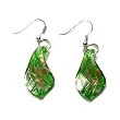 Patchwork Green Foil Glass Dangle Fashion Earrings