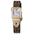 Fendi B Fendi Ladies Brown Fabric Leather Strap Yellow Gold Plated Watch F373242f from Fendi