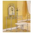 Streamlined glossy silver Vanity Set with Stool