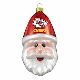 NFL Kansas City Chiefs Blown Glass Santa Cap Ornament