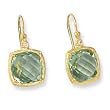 14K Yellow Gold Prasiolite (Green Amethyst) and Diamond Accent Dangle Earrings