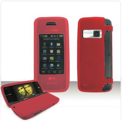 Premium Red Silicone Case Soft Rubber Cover for Verizon LG Voyager VX10000