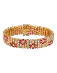 Cubic Zirconia Ruby Flower Bracelet