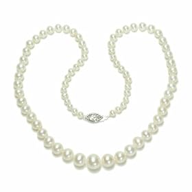 Sterling Silver 4-10mm Graduated Freshwater Cultured Pearl Necklace