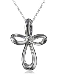 Womens Sterling Silver Diamond Infinity Cross Pendant Necklace (0.06 cttw, I-J Color, I2 Clarity)