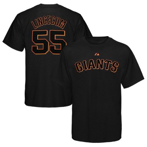 San Francisco Giants Youth Tim Lincecum Name and Number T-shirt by Majestic Athletic - Black Extra Large