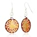 Sterling Silver Hand Blown Venetian Murano Glass Earrings Red with Yellow Flower Fashion Fashion Jewelry for Women, Teens, Girls