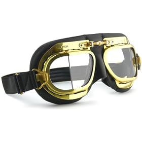 MK49 Antique Leather Motorcycle Goggle for Open Face Helmets - Black